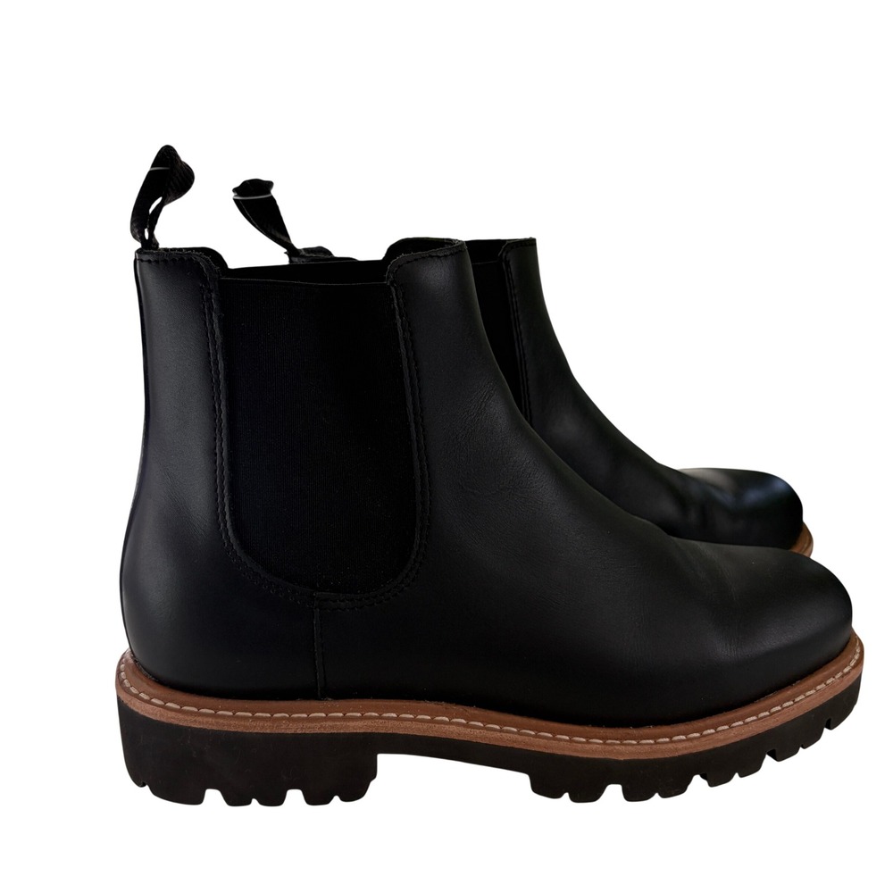 Nisolo Black Leather Go-To Lug Chelsea Boot Womens 7 Commuter Ankle Bootie